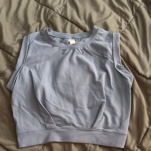 HALARA Light Blue Ribbed Top